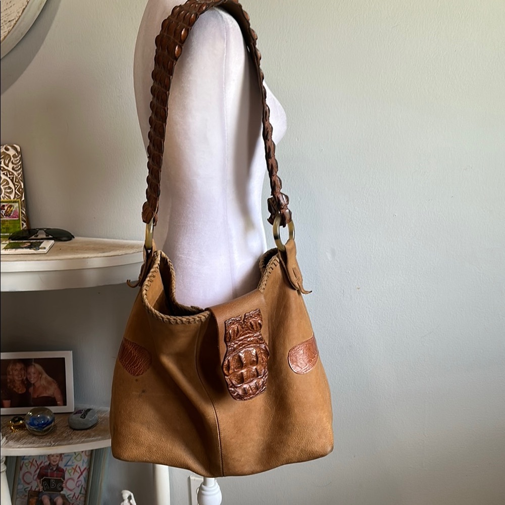 [Anna Trzebinski] Brown Crocodile Leather Handbag